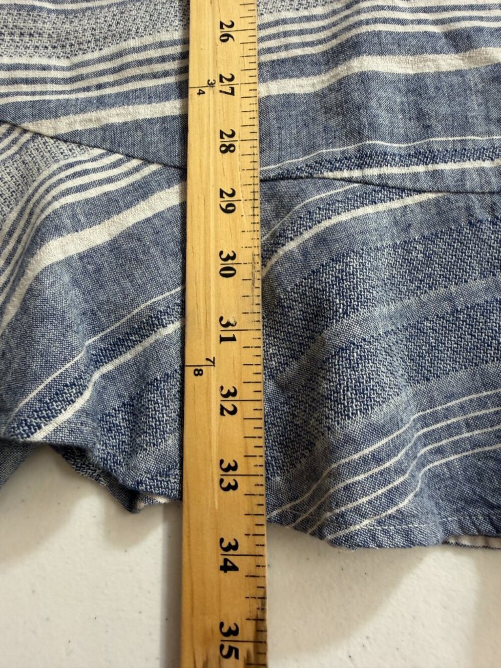 Express Women’s Size S Blue Striped Linen Blend Wrap Mini Dress - Picture 12 of 13